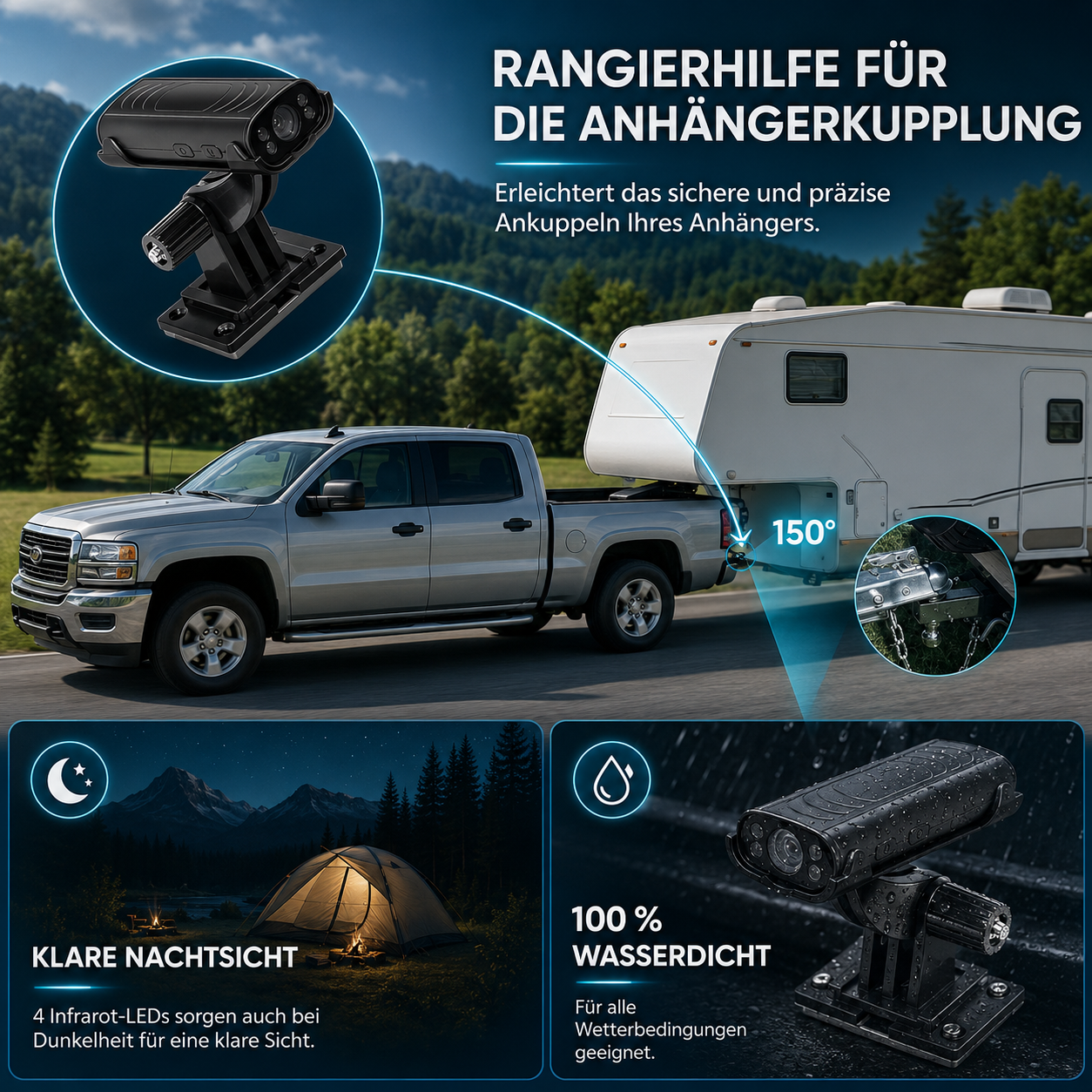 CamperSicht™– Kabellose Rückfahrkamera für Wohnwagen & Camper